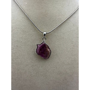 Pink Tourmaline Wrapped Pendant Necklace on Snake Chain